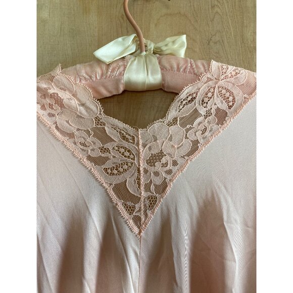 Vintage Olga Nightgown Robe Pink Nylon Lace Long Sleeve Style 9737 Size S USA - Picture 5 of 12